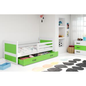 Dětská postel RICO 1 90x200 cm, bílá/zelená Pěnová matrace
