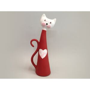 Keramika Andreas® Kočka velká - červená se srdíčkem
