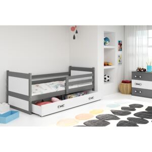 Dětská postel RICO 1 90x200 cm, grafitová/bílá Pěnová matrace