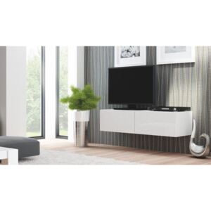 Livo - TV stolek 160 závěsný (bílá mat/bílá lesk)