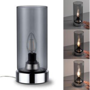 PAULMANN Stolní lampa Pinano dotykový vypínač 1-ramenné chrom/kouřové sklo 770.56 P 77056