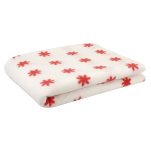 Home collection Vánoční fleecová deka 130x170 cm bílá s červenými vločkami
