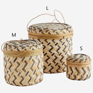 Bambusový košík Bamboo Boxes Natural & Grey M