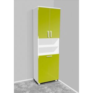 Nabytekmorava Vysoká koupelnová skříňka s košem K16 barva skříňky: bílá 113, barva dvířek: lemon lesk
