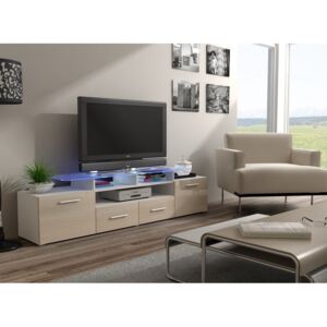 Bílý stolek pod televizor/rádio EVORA 4 BARVA LED OSVĚTLENÍ: RGB +750Kč