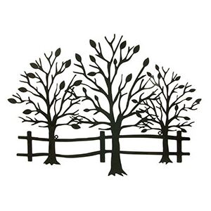 Autronic Nástěnná kovová dekorace - stromy, barva černá matná HO4341