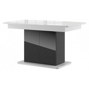 STARS 03 rozkládací jídelní stůl, bílý lesk/černý lesk
