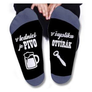 RDH ponožky Vtipné ponožky pánské V lednici je pivo. V šuplíku otvírák