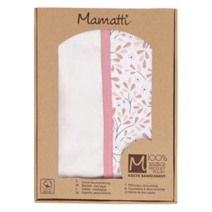 Mamatti Dětská oboustranná bavl. deka,Tokio - 80 x 90 cm, v dárkové krabičce, růžovo-bílá