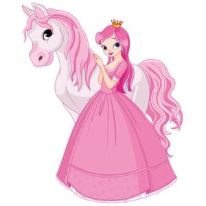 Nálepka na zeď pro děti Princezna s růžovým poníkem 10x10cm NK4486A_1HP