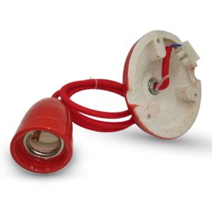 V-TAC závěsná objímka E27 porcelán červená VT-7998-3807