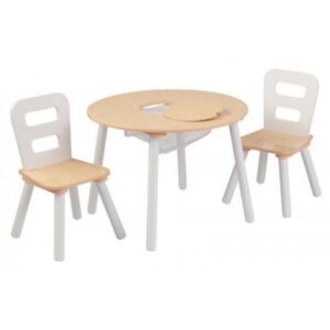 Kidkraft Dřevěný set stůl s 2 židle - přírodní a bílá