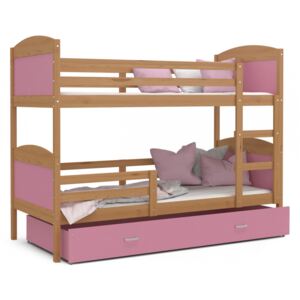 Patrová postel MATOUŠ včetně úložného prostoru (Olše), Růžová