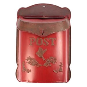 Červená poštovní retro schránka s ptáčkem - 27*10*39 cm Ostatní