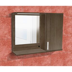 Koupelnová skříňka se zrcadlem K10 pravá barva skříňky: rigoletto, barva dvířek: rigoletto lamino