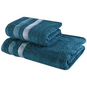 Sada 2 kusů bavlněné osušky a ručníku Amazon tyrkysová EMI