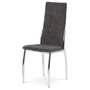 Jídelní židle, potah šedá látka, kovová 4nohá podnož, chrom DCL-213 GREY2