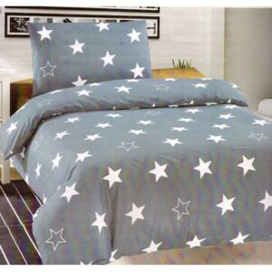 OGO - Bavlěné hvězdy - bílé na šedo-modrém podkladu