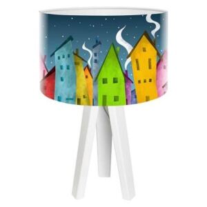 Timberlight Dětská stolní lampa Night House + bílý vnitřek + bílé nohy