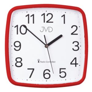 Červené hranaté rádiem řízené levné hodiny JVD RH616.4