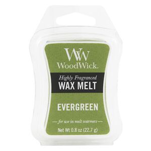 WoodWick vonný vosk Evergreen (Vůně jehličí) 23g (Svěží vůně větví balzámové jedle v dokonalém souladu s čerstvě utrženými bylinkami a kouskem pačuli.)