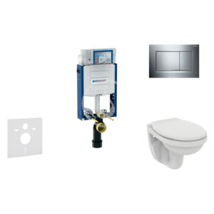 Geberit - Modul pro závěsné WC s tlačítkem Sigma30, lesklý chrom/chrom mat + Ideal Standard Quarzo - WC a sedátko