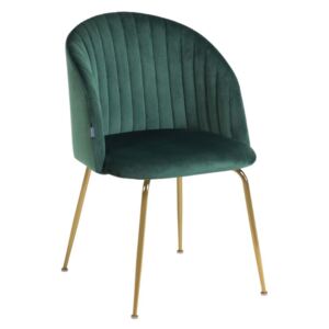 Smaragdově zelená sametová jídelní židle LaForma Lumina se zlatou podnoží