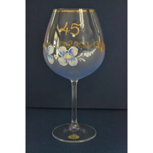 Výroční pohár na 45. narozeniny - NA VÍNO - modrý (v. 23 cm)