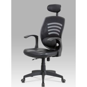 Autronic - Kancelářská židle, permanent kontakt mech., černá koženka, plastový kříž - KA-D706 BK