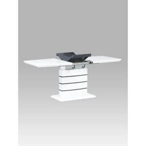 Autronic - Jídelní stůl 140+40x80 cm, vysoký lesk bílá + šedá - HT-410 WT