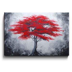 Ručně malovaný obraz červený strom M155