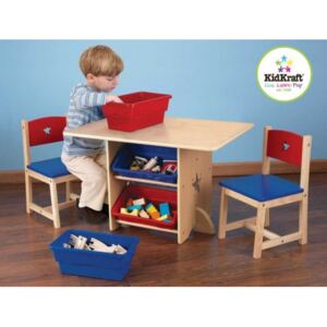 Kidkraft Dětský stůl Star se dvěma židličkami a boxy