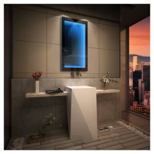 Koupelnové zrcadlo s LED osvětlením 80x90 cm 3D efekt, RGB