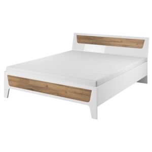 Manželská postel MONTREAL, 180x200, bílý laminát/bílá lesk-dub Grandson