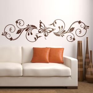 Nálepky na zeď - Motýl mezi listy - dekorace-steny.cz - 30 x 100 cm - 667