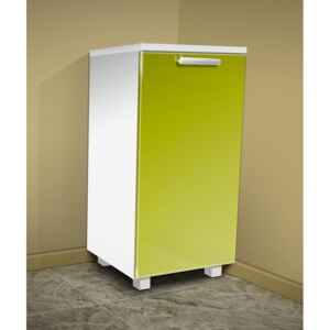 Nabytekmorava Koupelnová skříňka s košem na prádlo K18 barva skříňky: bílá 113, barva dvířek: lemon lesk