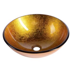 SAPHO - AGO skleněné umyvadlo průměr 42 cm, zlatě oranžová 2501-19