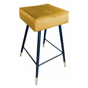 Žlutá barová židle Drines zlaté nohy - Magic velvet 15