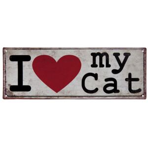 Clayre & Eef - Plechová cedule I LOVE MY CAT 6Y1692