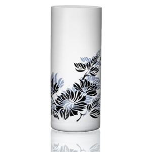 Crystalex bílá dekorovaná váza Květiny 26 cm