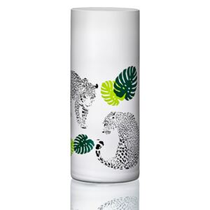 Crystalex bílá dekorovaná váza Džungle 26 cm