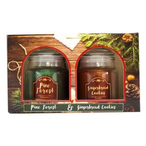 Arôme Vánoční vonná svíčka Pine Forest + Gingerbread Cookies, 2 x 85 g