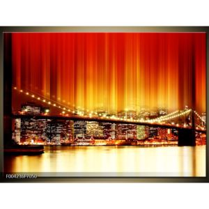 Obraz města s mostem - oranžová (F004236F7050)