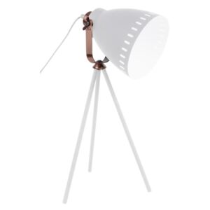 Time for home Bílá kovová stolní lampa Lash II s měděným detailem