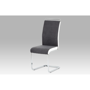 Jídelní židle pohupovací chrom a kombinace šedá látka s bílou ekokůží DCL-966 GREY2