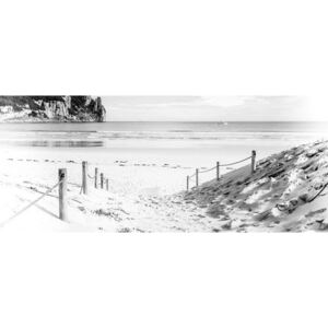 Postershop Fototapeta: Písčitá pláž (černobílá) - 104x250 cm