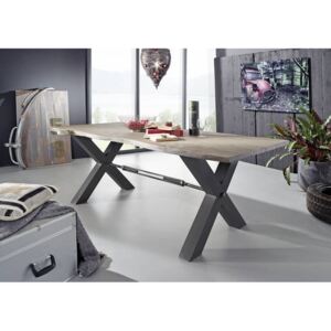 DARKNESS Jedálenský stôl 260x100 cm X-nohy - sivá, prírodná