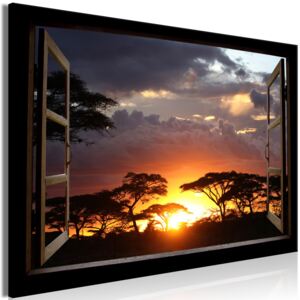 3D obraz okno Serengeti + háčky, hřebíčky ZDARMA Velikost (šířka x výška): 90x60 cm