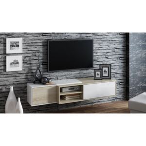 Závěsný televizní stolek SIGMA 1 bílá/dub sonoma (Moderní závěsný)