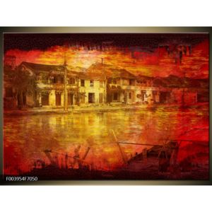Obraz přímořských domů v rudé (F003954F7050)